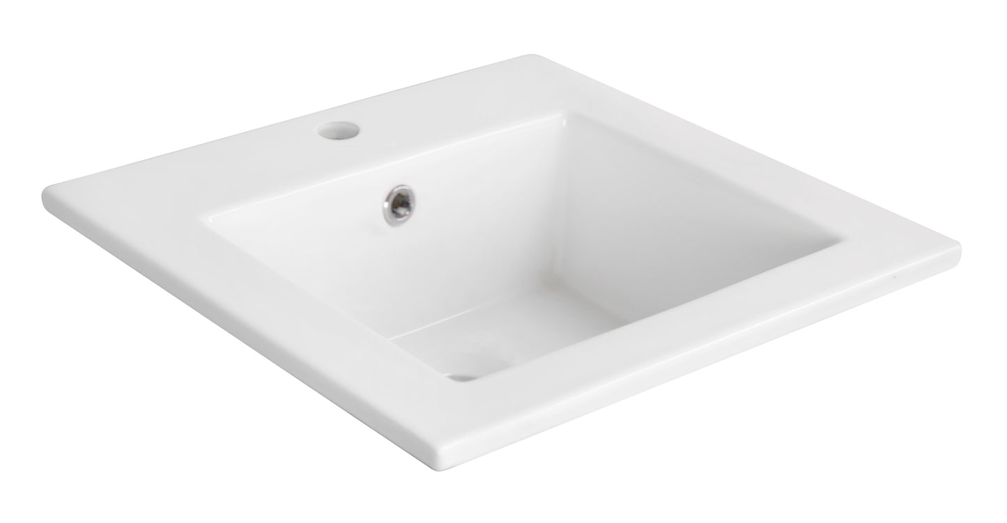 American Imaginations AI-29804 17" White Square Drop In Transitional Ceramic Top Set