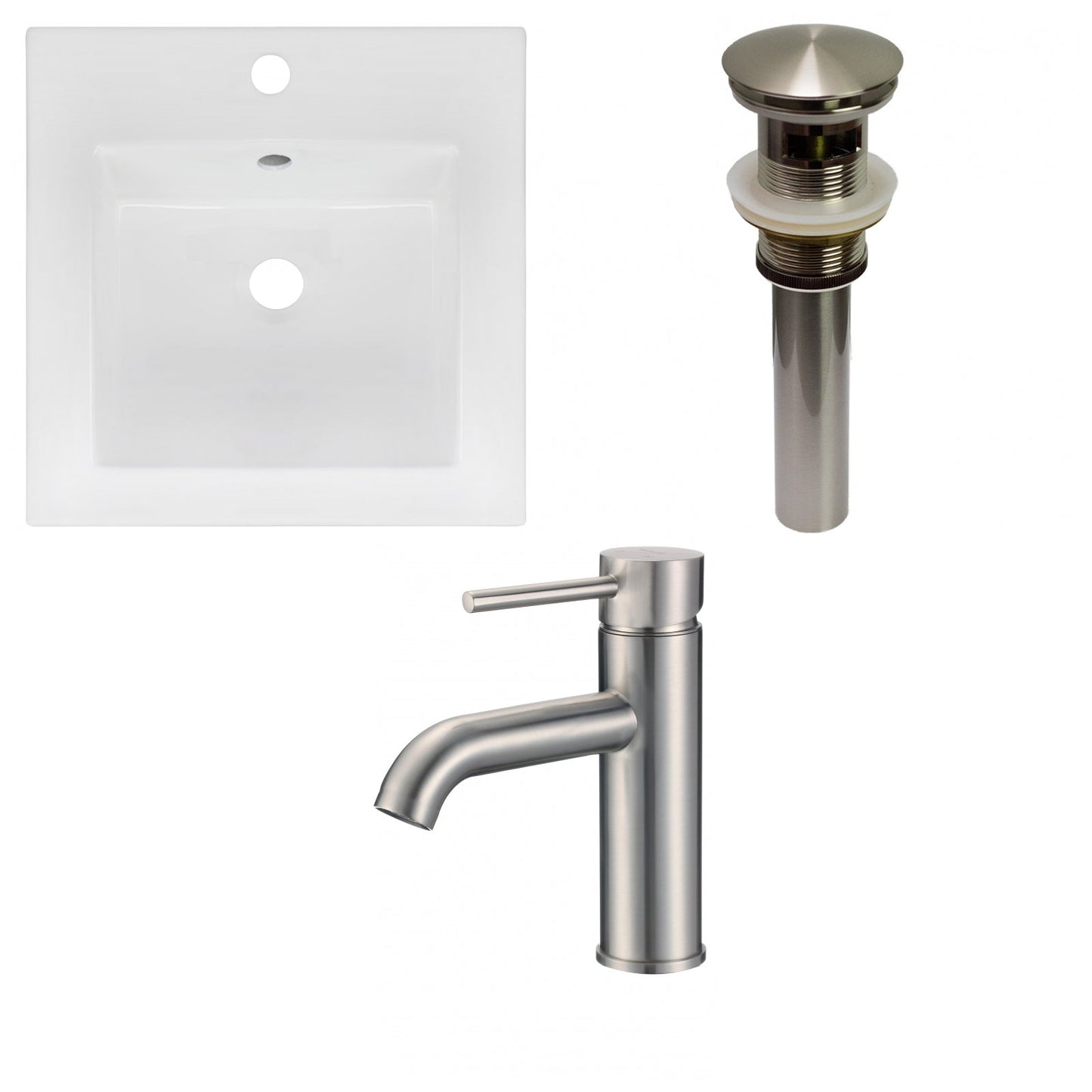 American Imaginations AI-29805 17" White Square Drop In Transitional Ceramic Top Set
