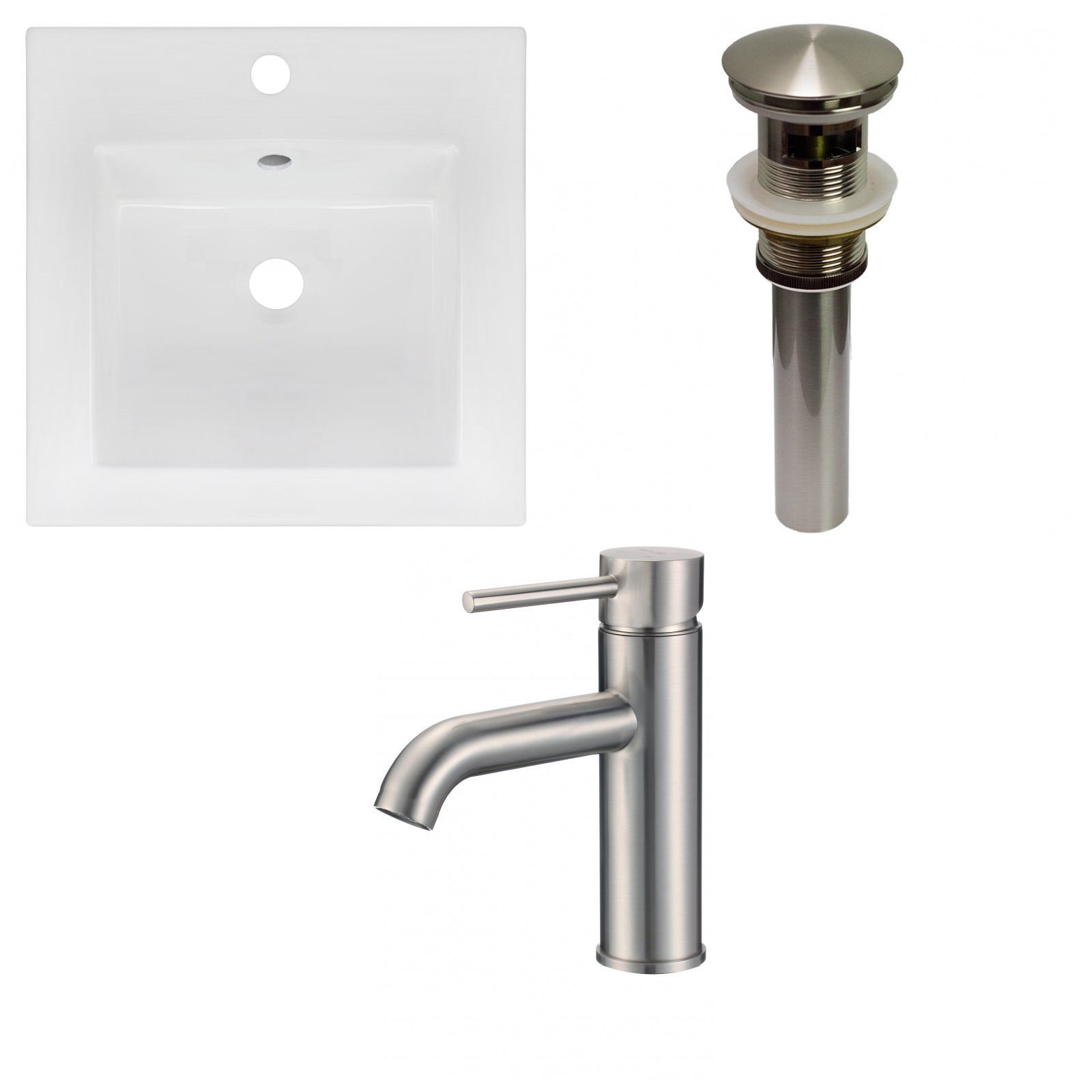 American Imaginations AI-29805 17" White Square Drop In Transitional Ceramic Top Set