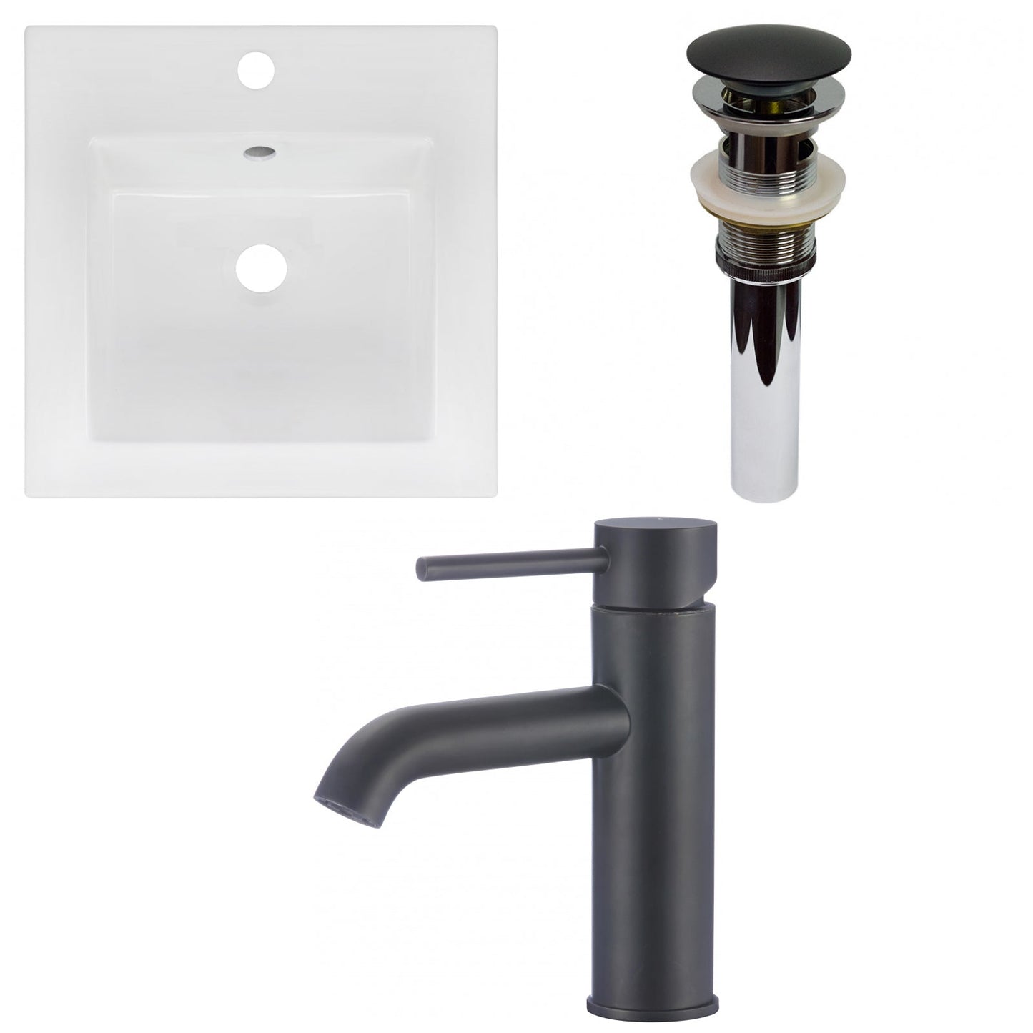 American Imaginations AI-29806 17" White Square Drop In Transitional Ceramic Top Set