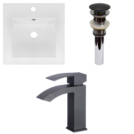 American Imaginations AI-29810 17" White Square Drop In Transitional Ceramic Top Set