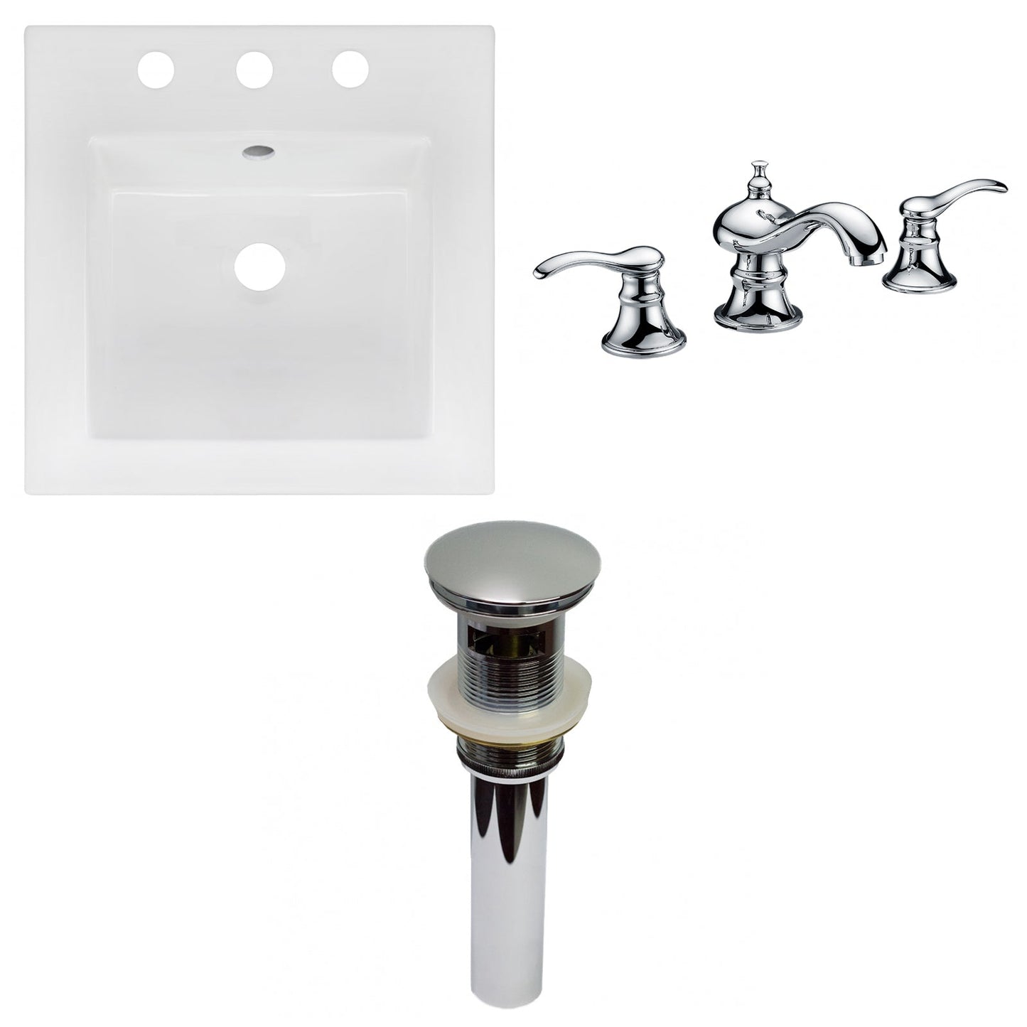 American Imaginations AI-29815 17" White Square Drop In Transitional Ceramic Top Set