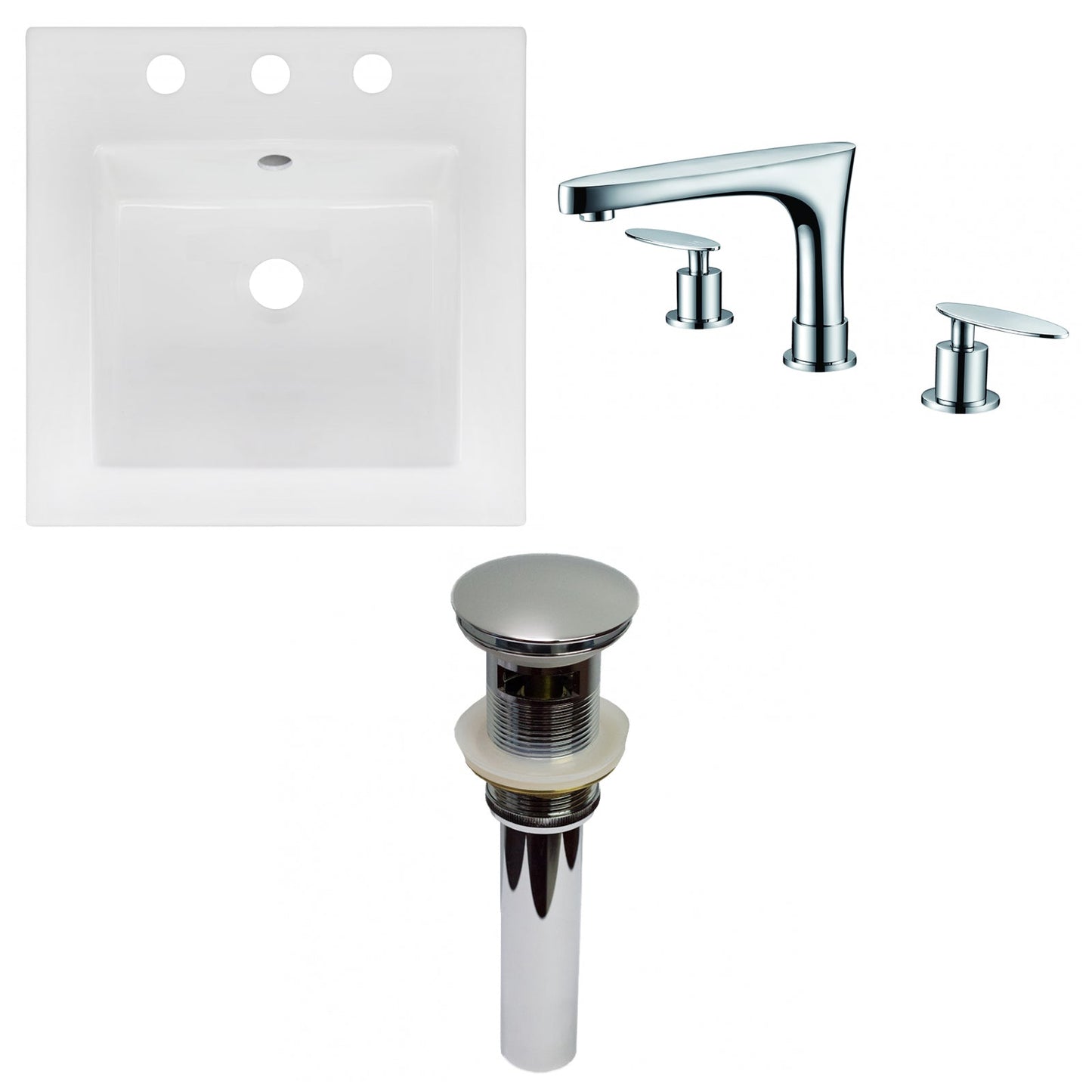 American Imaginations AI-29816 17" White Square Drop In Transitional Ceramic Top Set