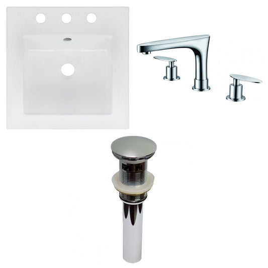 American Imaginations AI-29816 17" White Square Drop In Transitional Ceramic Top Set