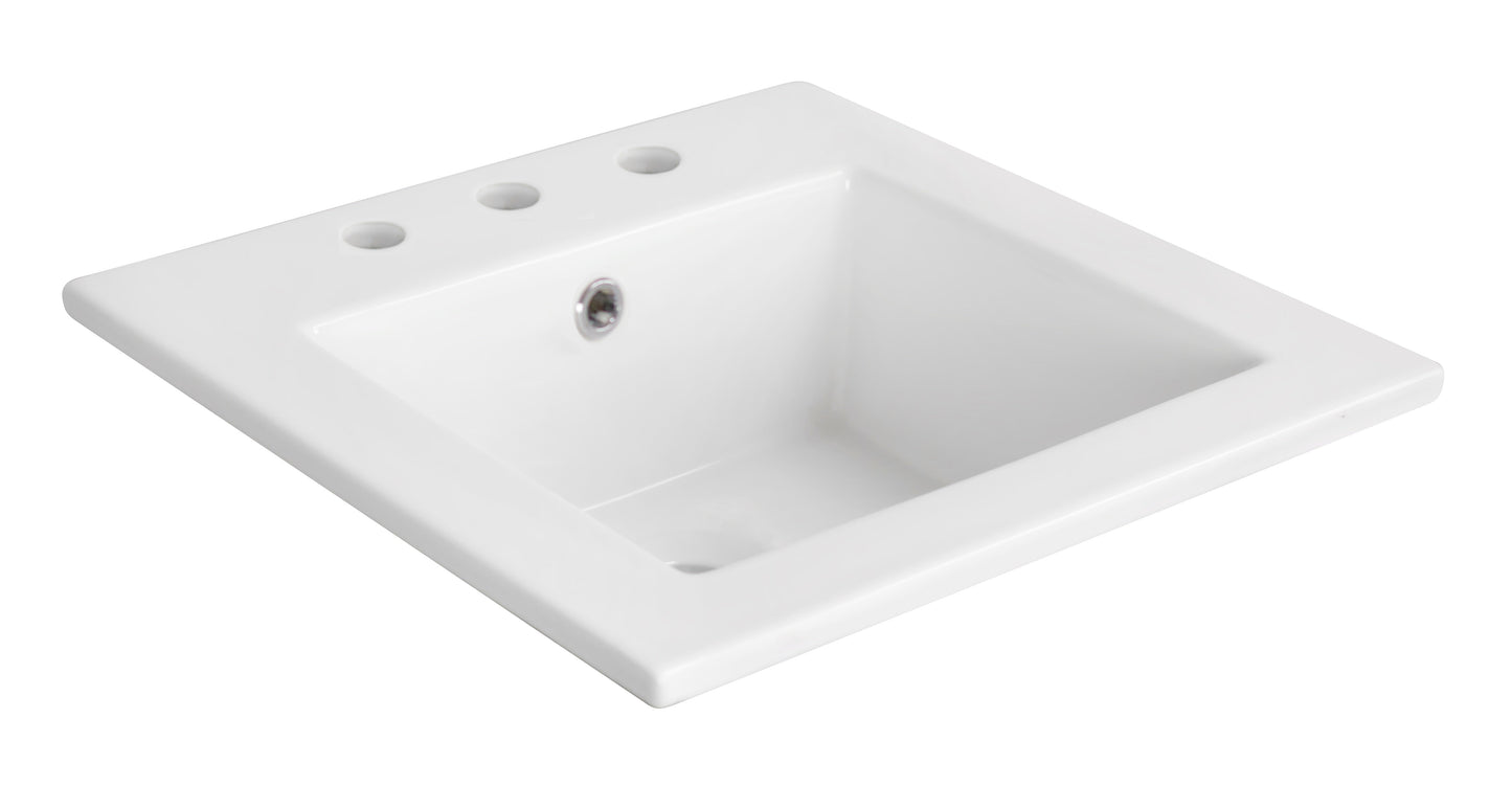 American Imaginations AI-29817 17" White Square Drop In Transitional Ceramic Top Set