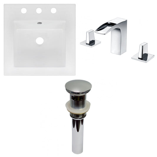American Imaginations AI-29817 17" White Square Drop In Transitional Ceramic Top Set