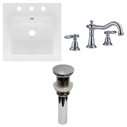 American Imaginations AI-29818 17" White Square Drop In Transitional Ceramic Top Set