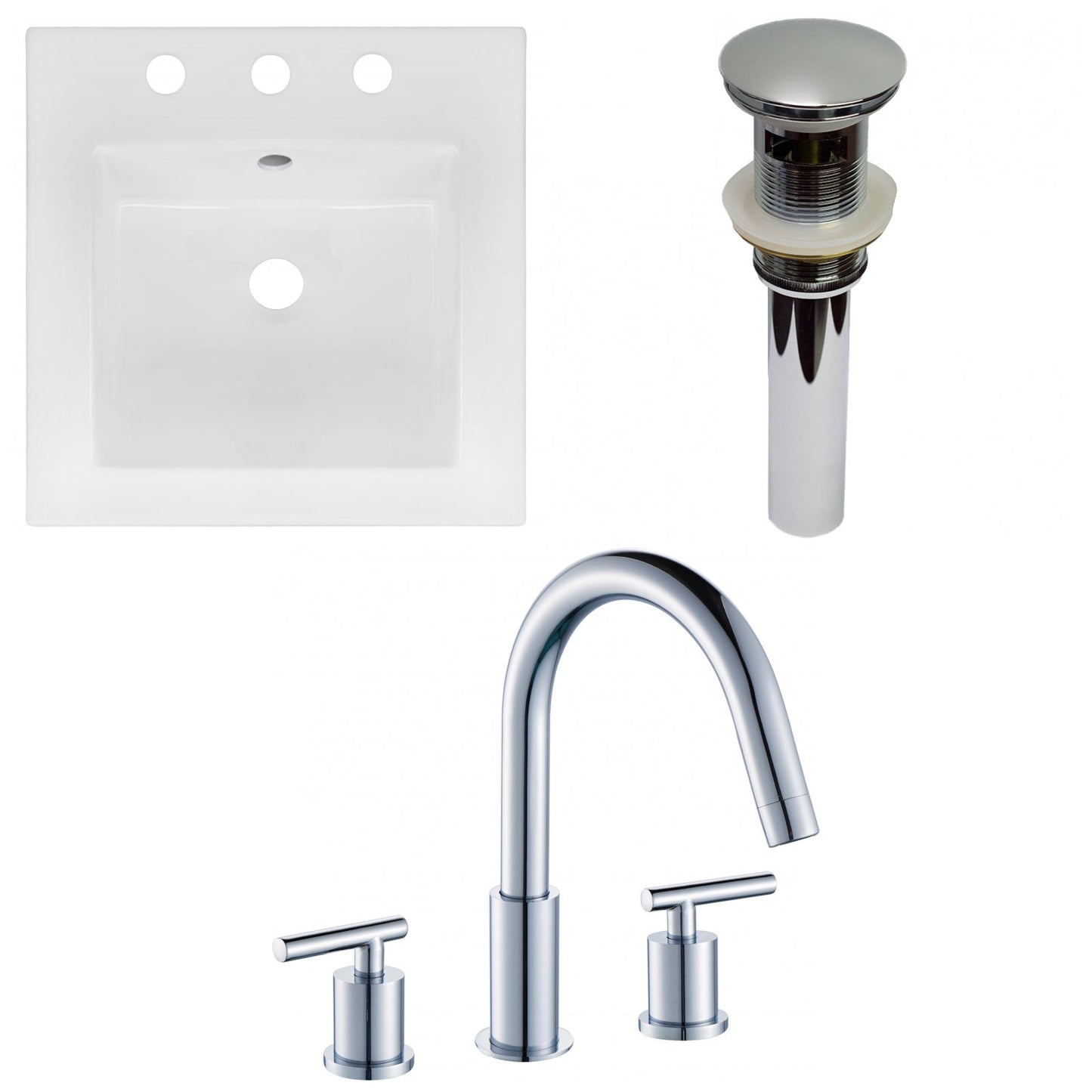 American Imaginations AI-29819 17" White Square Drop In Transitional Ceramic Top Set