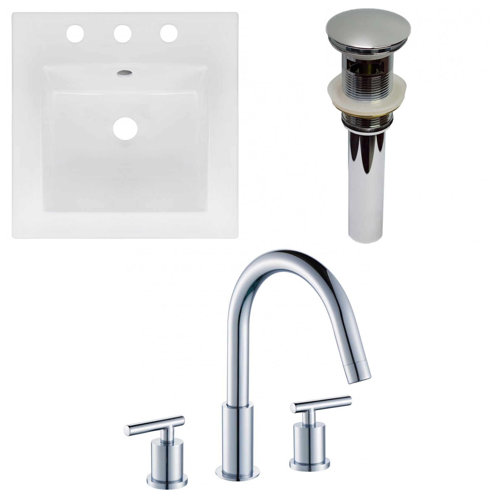 American Imaginations AI-29819 17" White Square Drop In Transitional Ceramic Top Set