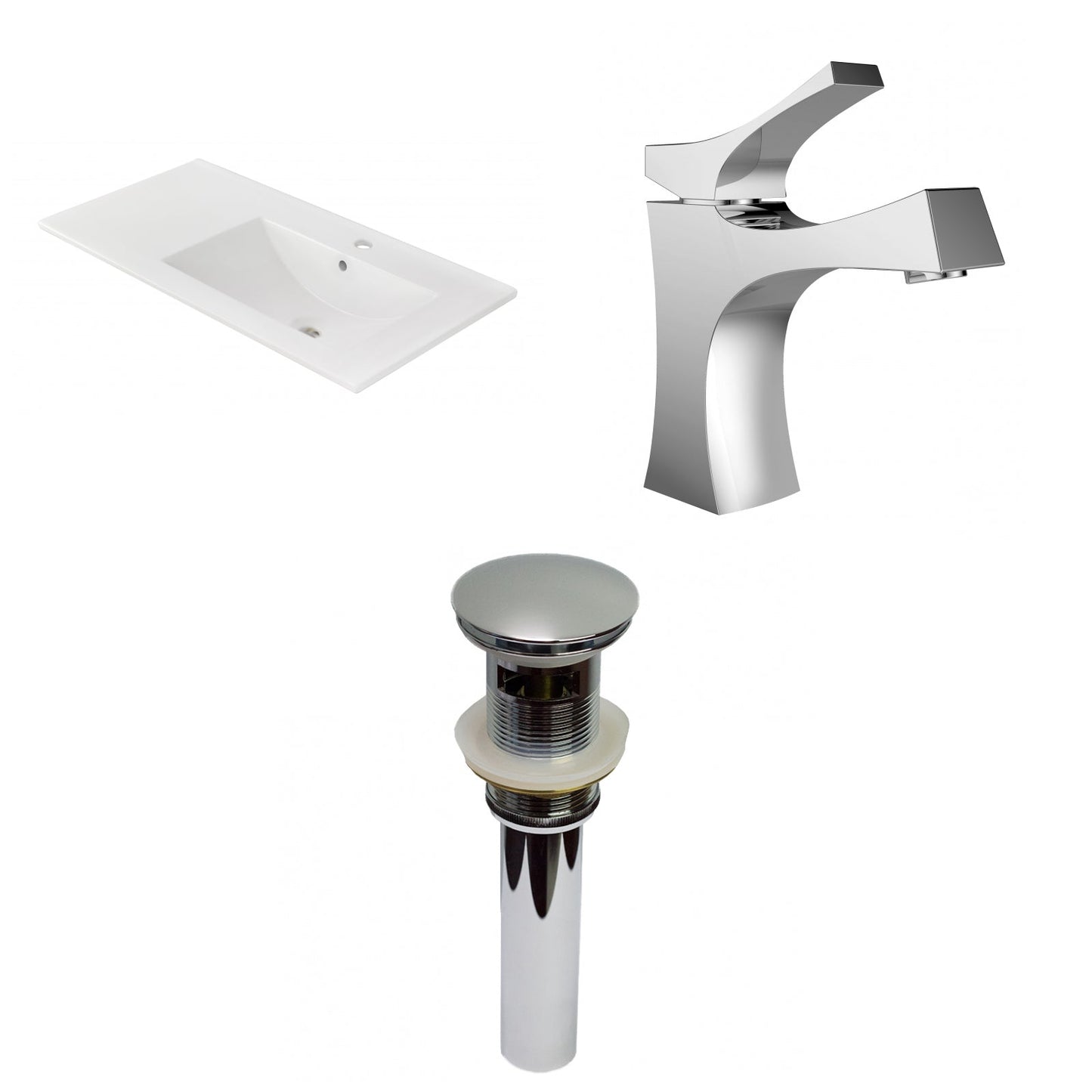 American Imaginations AI-29820 36" White Rectangular Drop In Transitional Ceramic Top Set