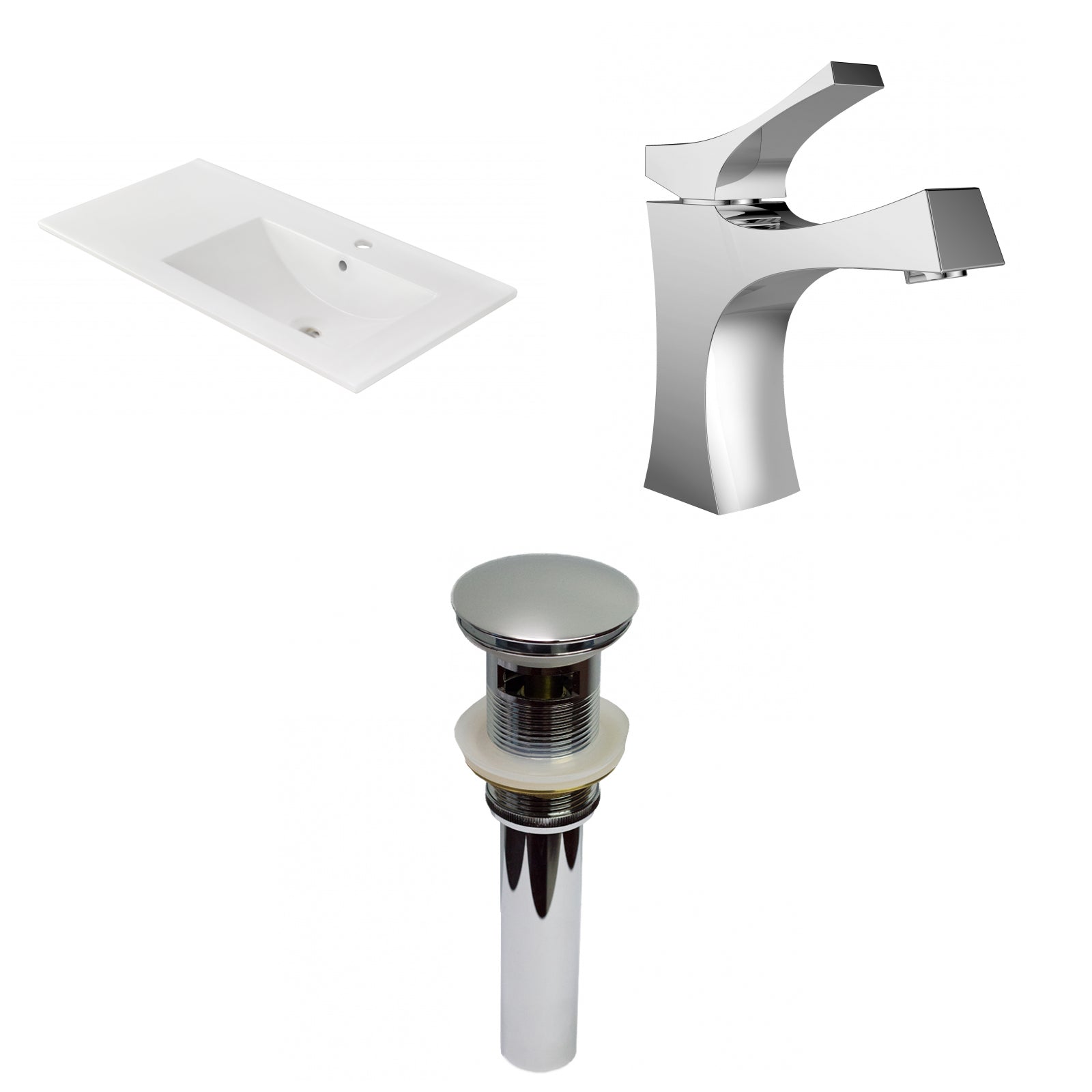 American Imaginations AI-29820 36" White Rectangular Drop In Transitional Ceramic Top Set