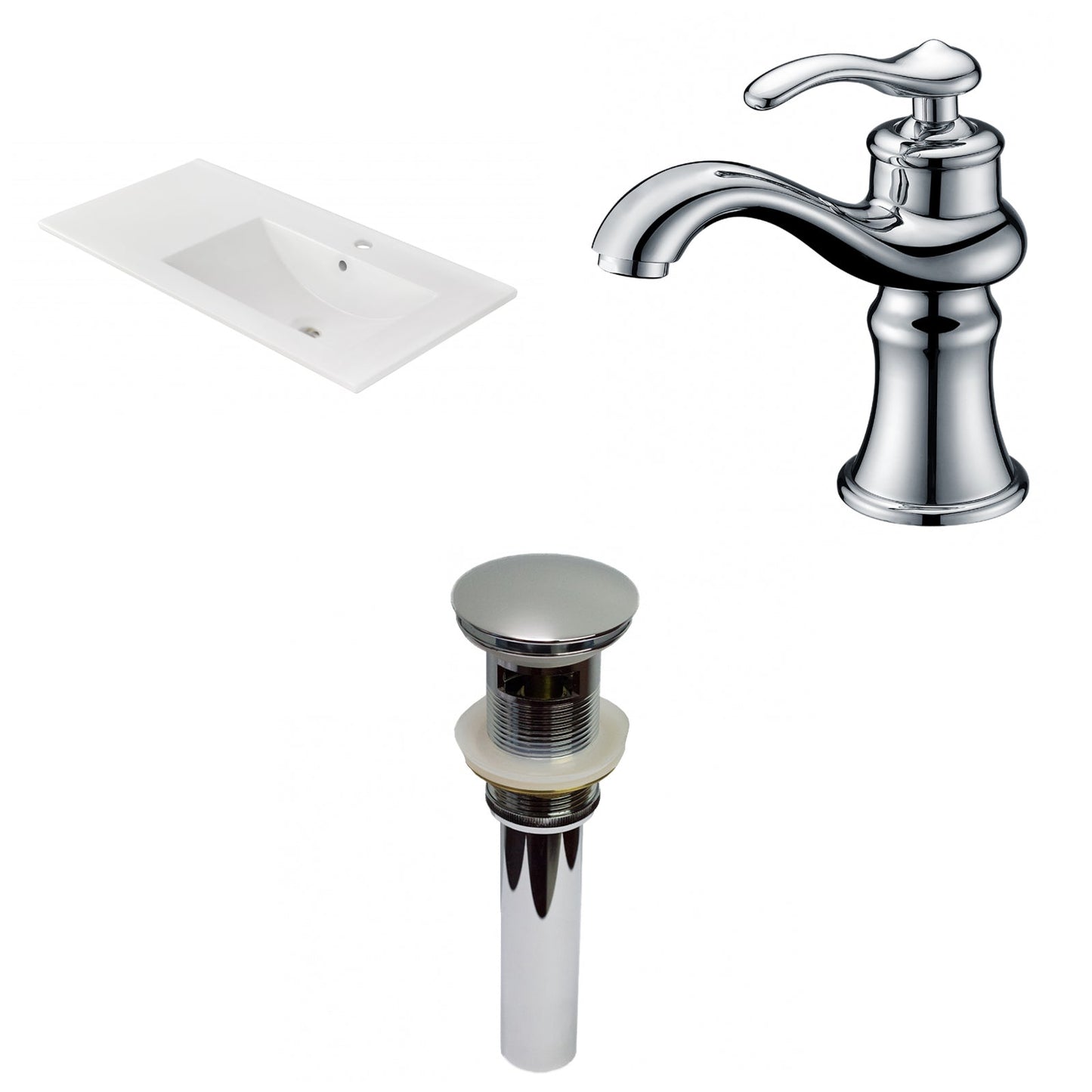 American Imaginations AI-29821 36" White Rectangular Drop In Transitional Ceramic Top Set