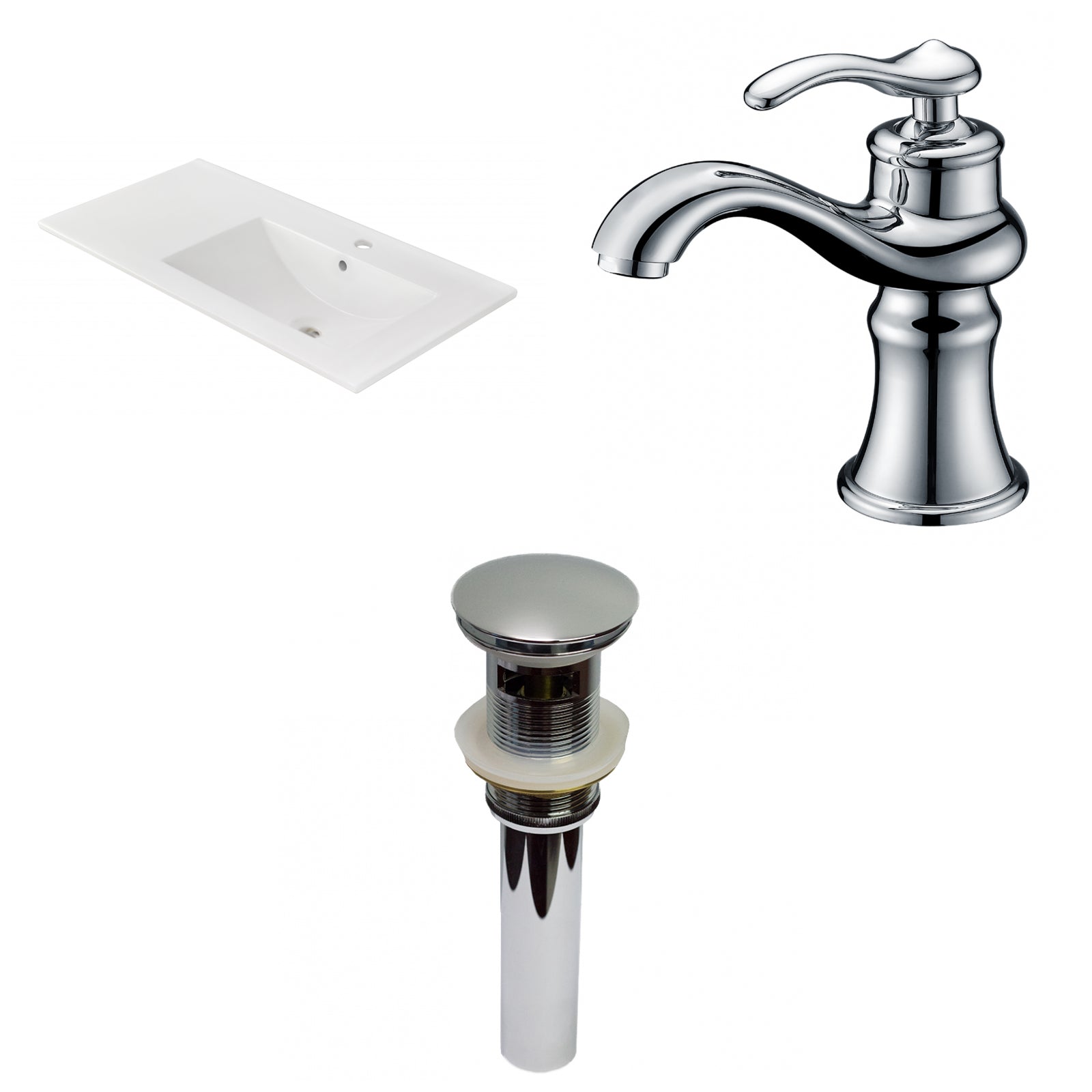 American Imaginations AI-29821 36" White Rectangular Drop In Transitional Ceramic Top Set
