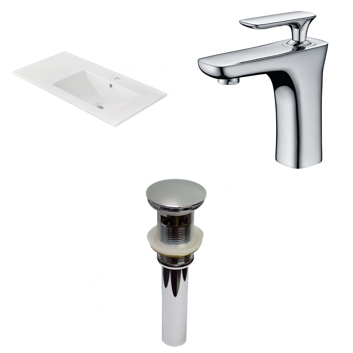 American Imaginations AI-29823 36" White Rectangular Drop In Transitional Ceramic Top Set