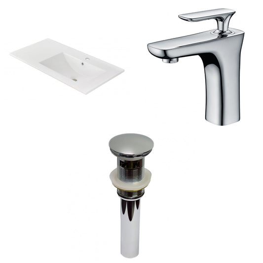 American Imaginations AI-29823 36" White Rectangular Drop In Transitional Ceramic Top Set
