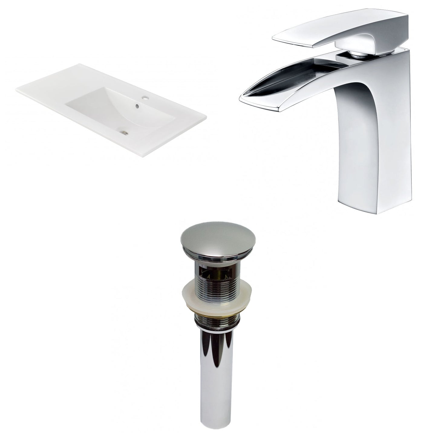 American Imaginations AI-29824 36" White Rectangular Drop In Transitional Ceramic Top Set