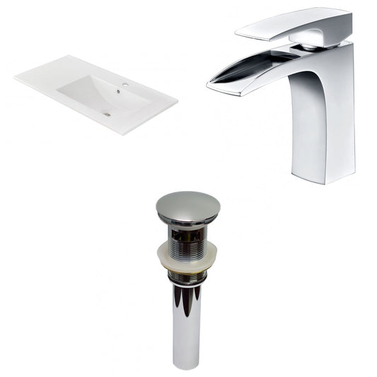 American Imaginations AI-29824 36" White Rectangular Drop In Transitional Ceramic Top Set
