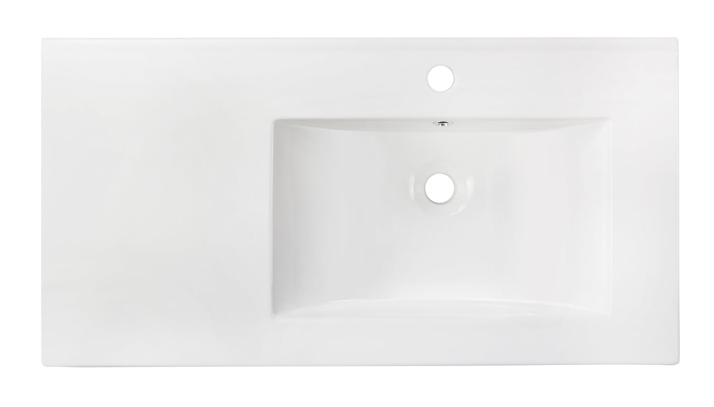 American Imaginations AI-29832 36" White Rectangular Drop In Transitional Ceramic Top Set