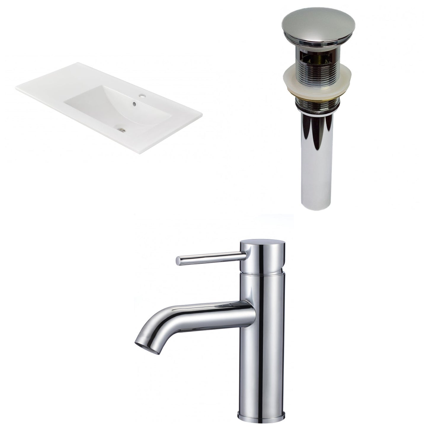 American Imaginations AI-29832 36" White Rectangular Drop In Transitional Ceramic Top Set