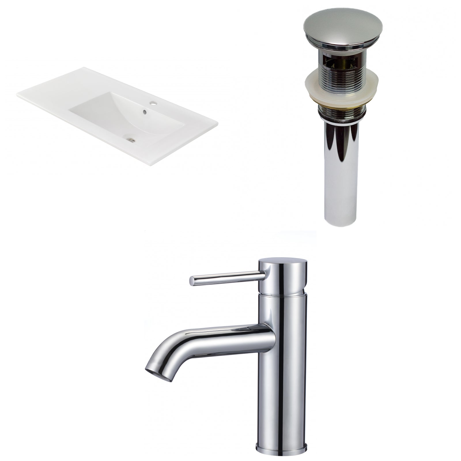 American Imaginations AI-29832 36" White Rectangular Drop In Transitional Ceramic Top Set