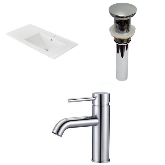 American Imaginations AI-29832 36" White Rectangular Drop In Transitional Ceramic Top Set
