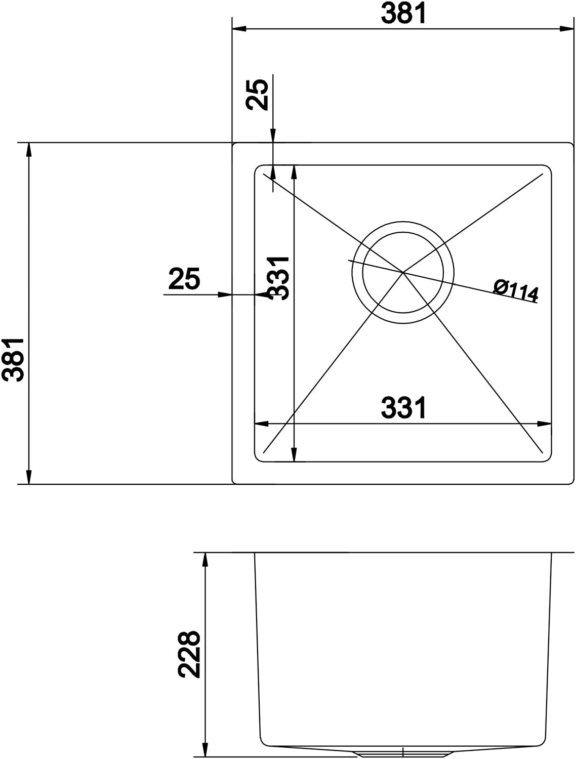 American Imaginations AI-31716 15" Stainless Steel Rectangle Stainless Steel Modern Kitchen Sink