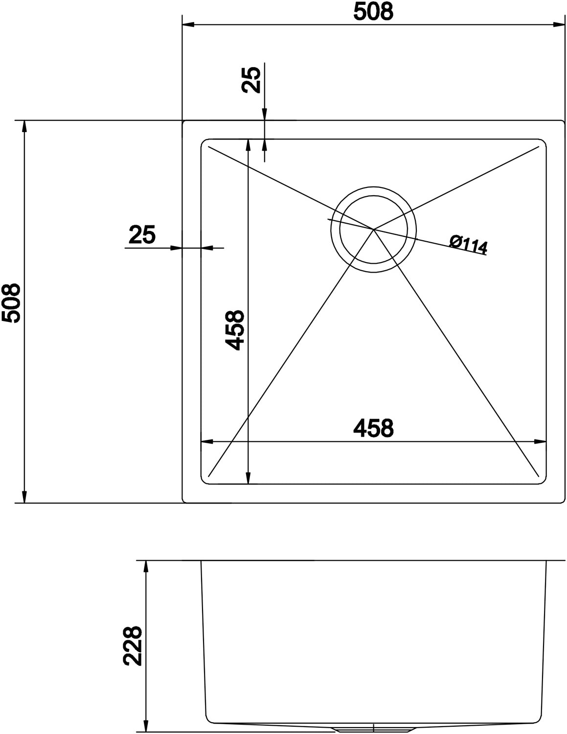 American Imaginations AI-31719 20" Stainless Steel Rectangle Stainless Steel Modern Kitchen Sink