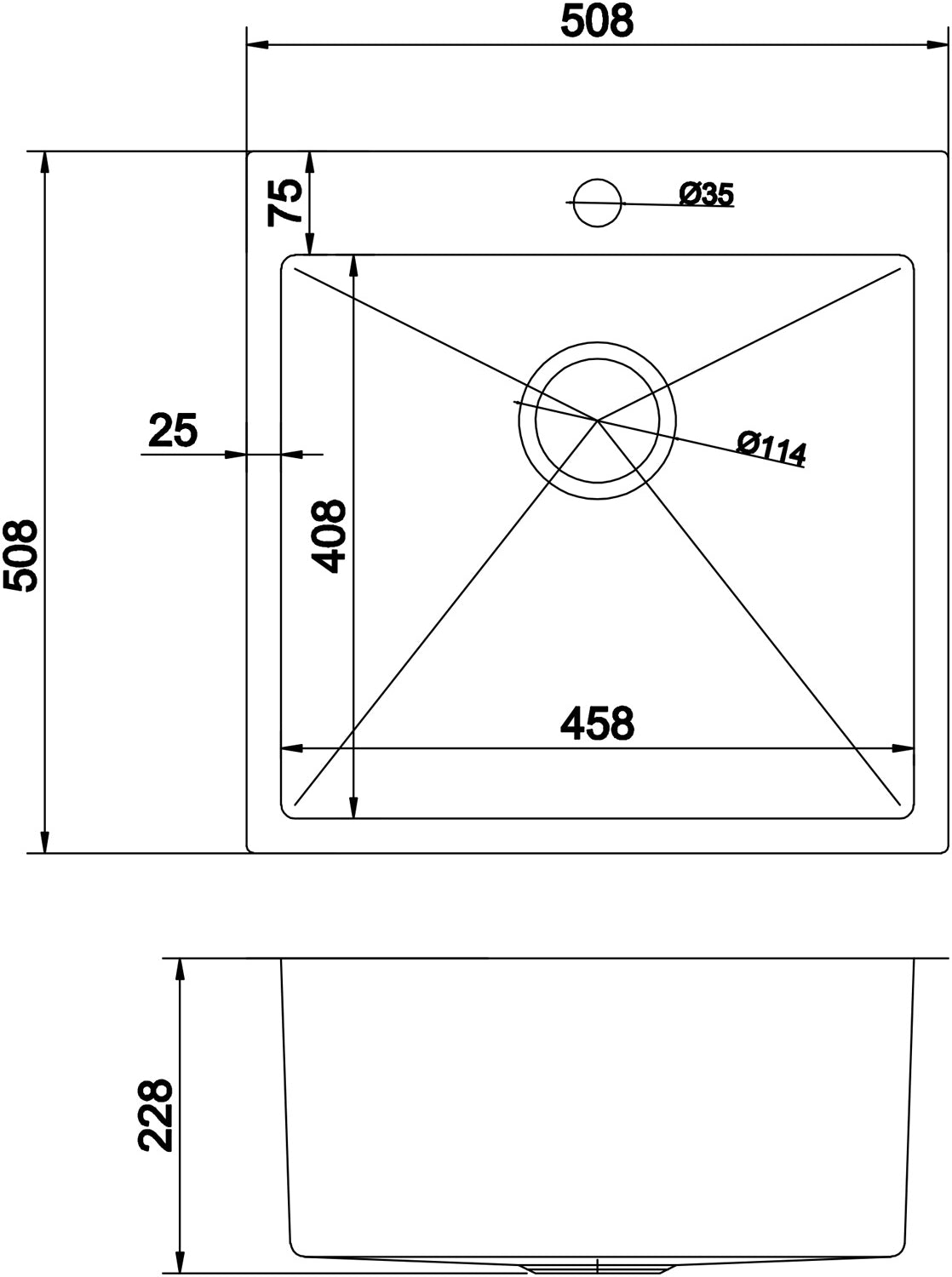 American Imaginations AI-31732 20" Stainless Steel Rectangle Stainless Steel Modern Kitchen Sink