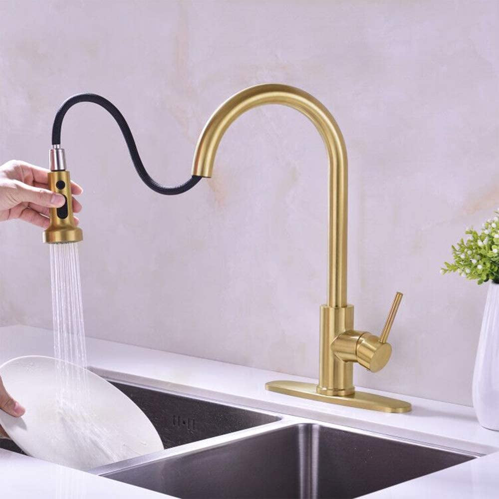American Imaginations AI-34301 3" Gold Unique Stainless Steel Transitional Kitchen Sink Faucet
