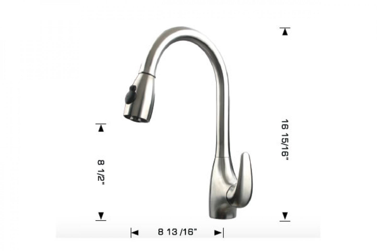 American Imaginations AI-34388 2" Brushed Stainless Steel Round Stainless Steel Modern Kitchen Sink Faucet