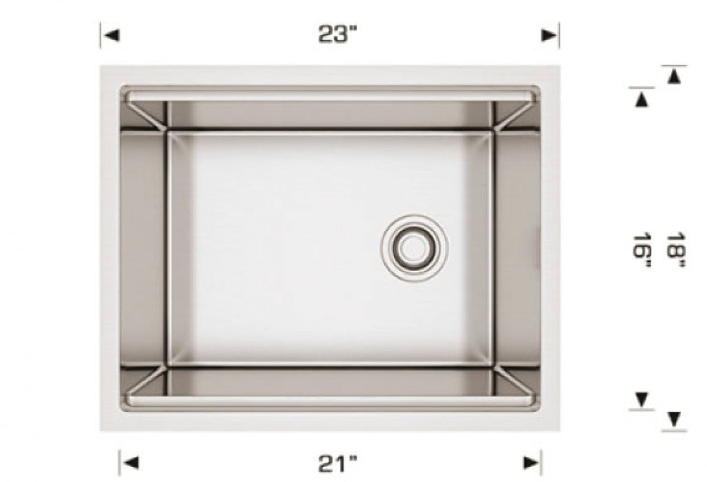 American Imaginations AI-34390 23" Stainless Steel Rectangle Stainless Steel Modern Kitchen Sink