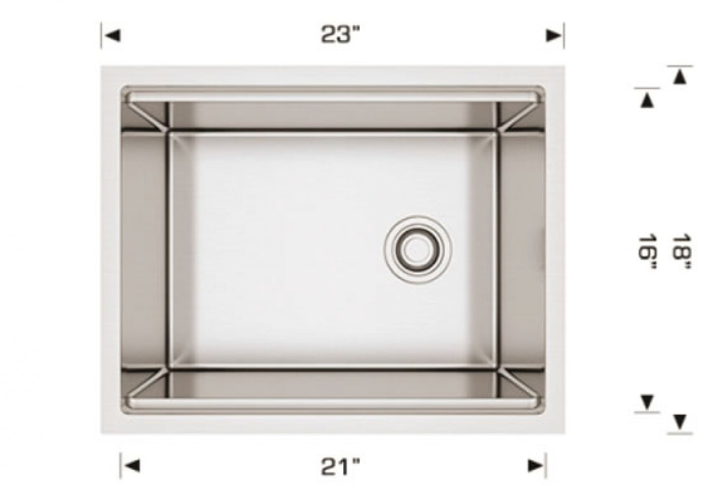 American Imaginations AI-34390 23" Stainless Steel Rectangle Stainless Steel Modern Kitchen Sink