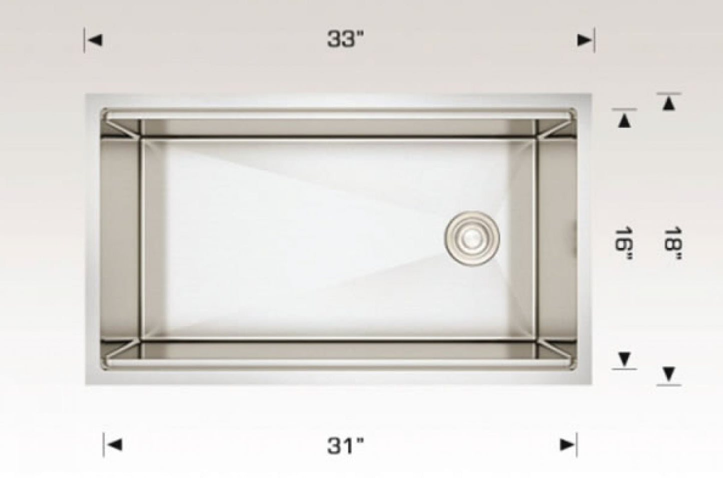 American Imaginations AI-34395 33" Stainless Steel Rectangle Stainless Steel Modern Kitchen Sink