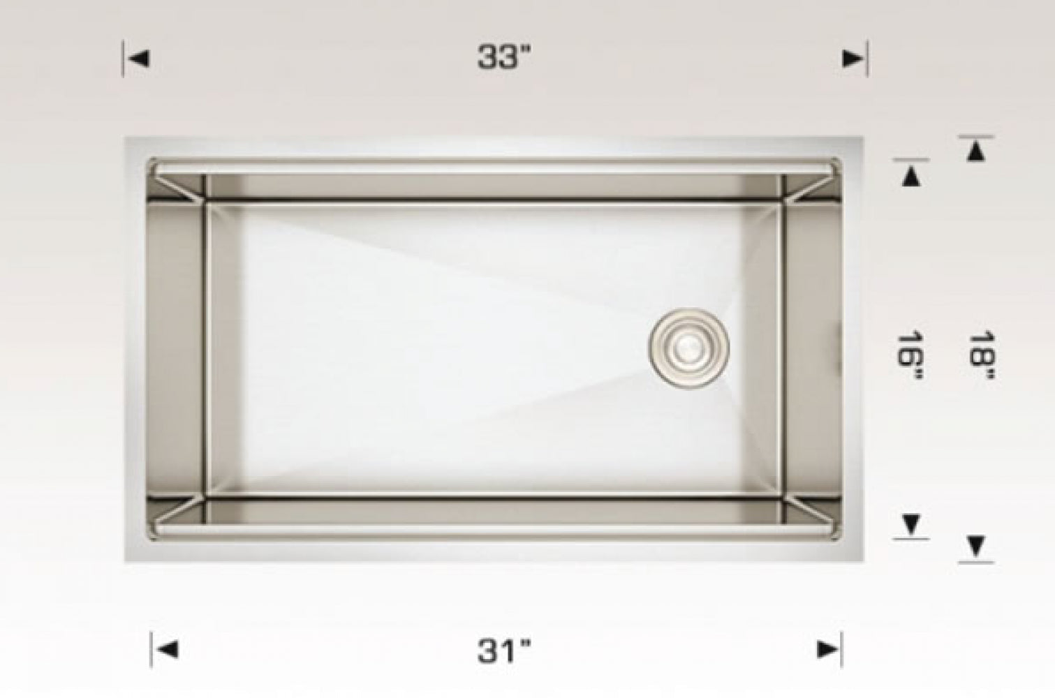 American Imaginations AI-34395 33" Stainless Steel Rectangle Stainless Steel Modern Kitchen Sink