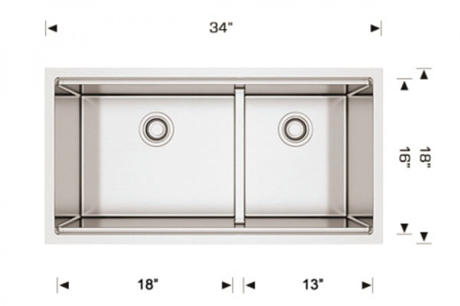 American Imaginations AI-34397 34" Stainless Steel Rectangle Stainless Steel Modern Kitchen Sink