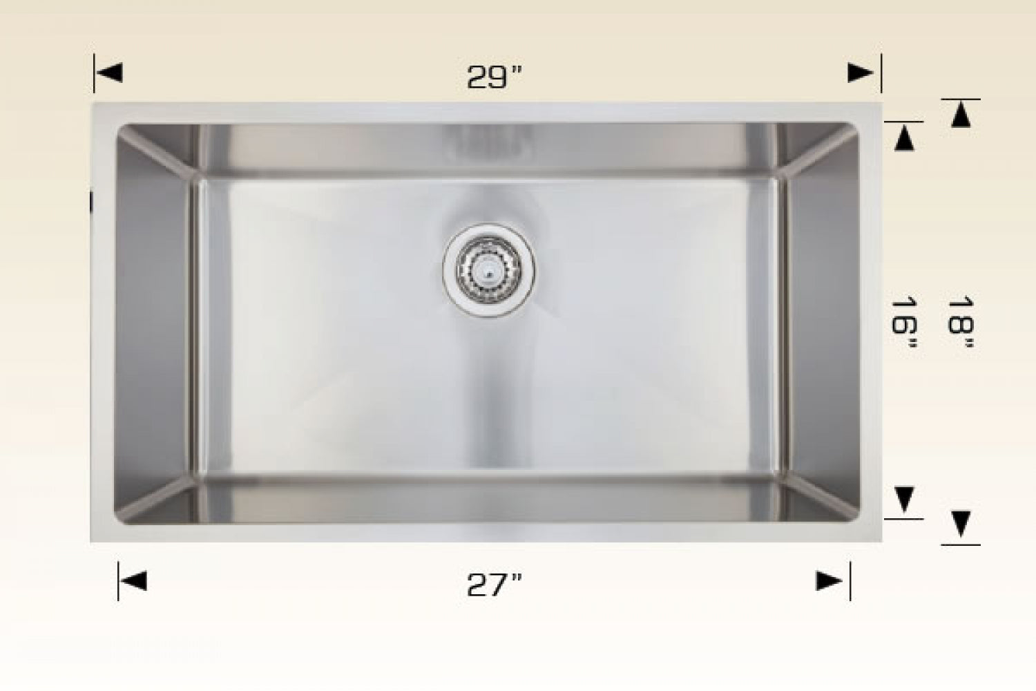 American Imaginations AI-34401 29" Stainless Steel Rectangle Stainless Steel Modern Kitchen Sink