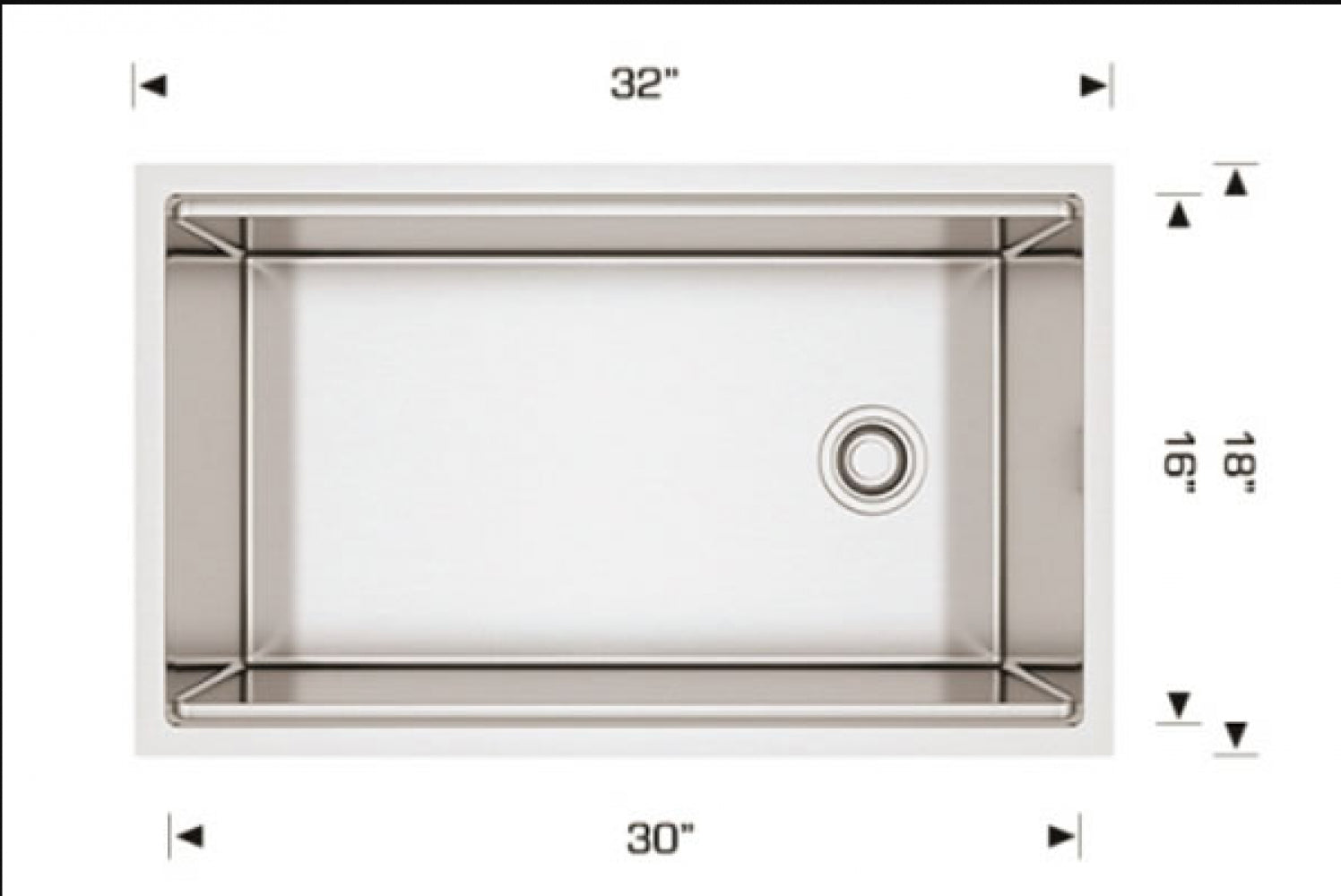 American Imaginations AI-34405 32" Stainless Steel Rectangle Stainless Steel Modern Kitchen Sink