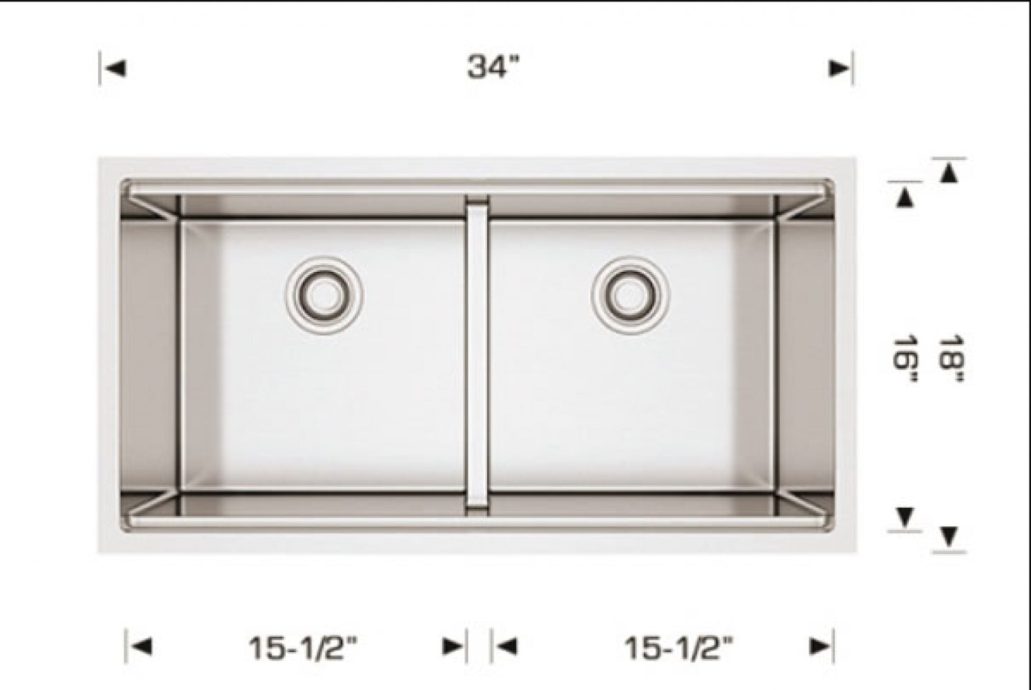 American Imaginations AI-34414 34" Stainless Steel Rectangle Stainless Steel Modern Kitchen Sink