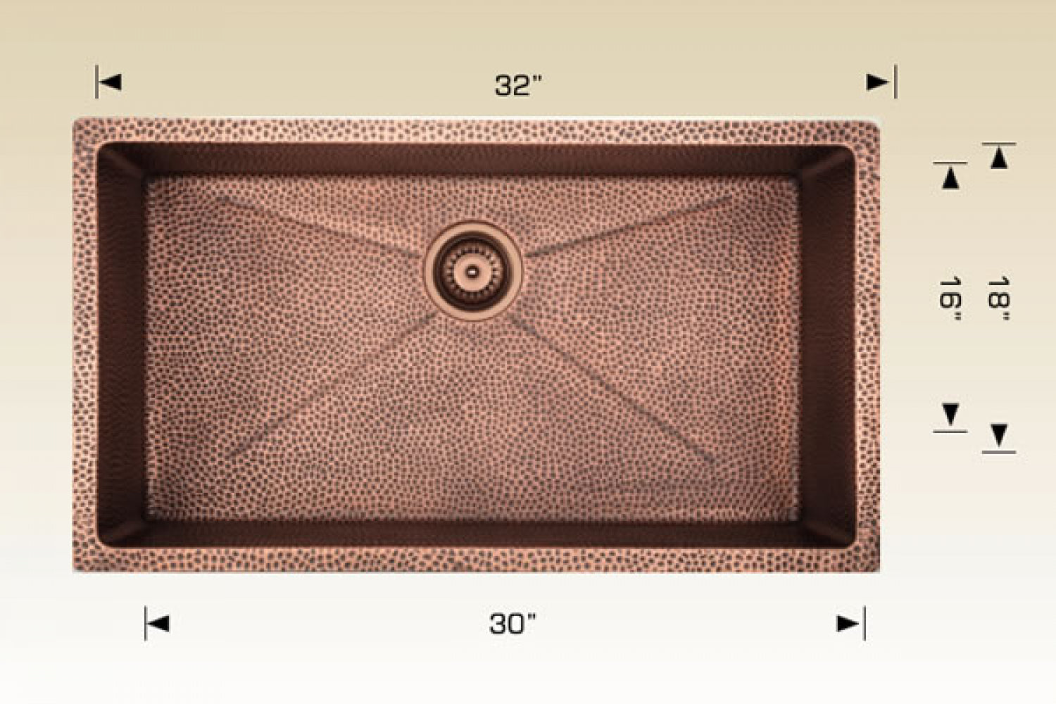 American Imaginations AI-34415 32" Copper Rectangle Copper Transitional Kitchen Sink