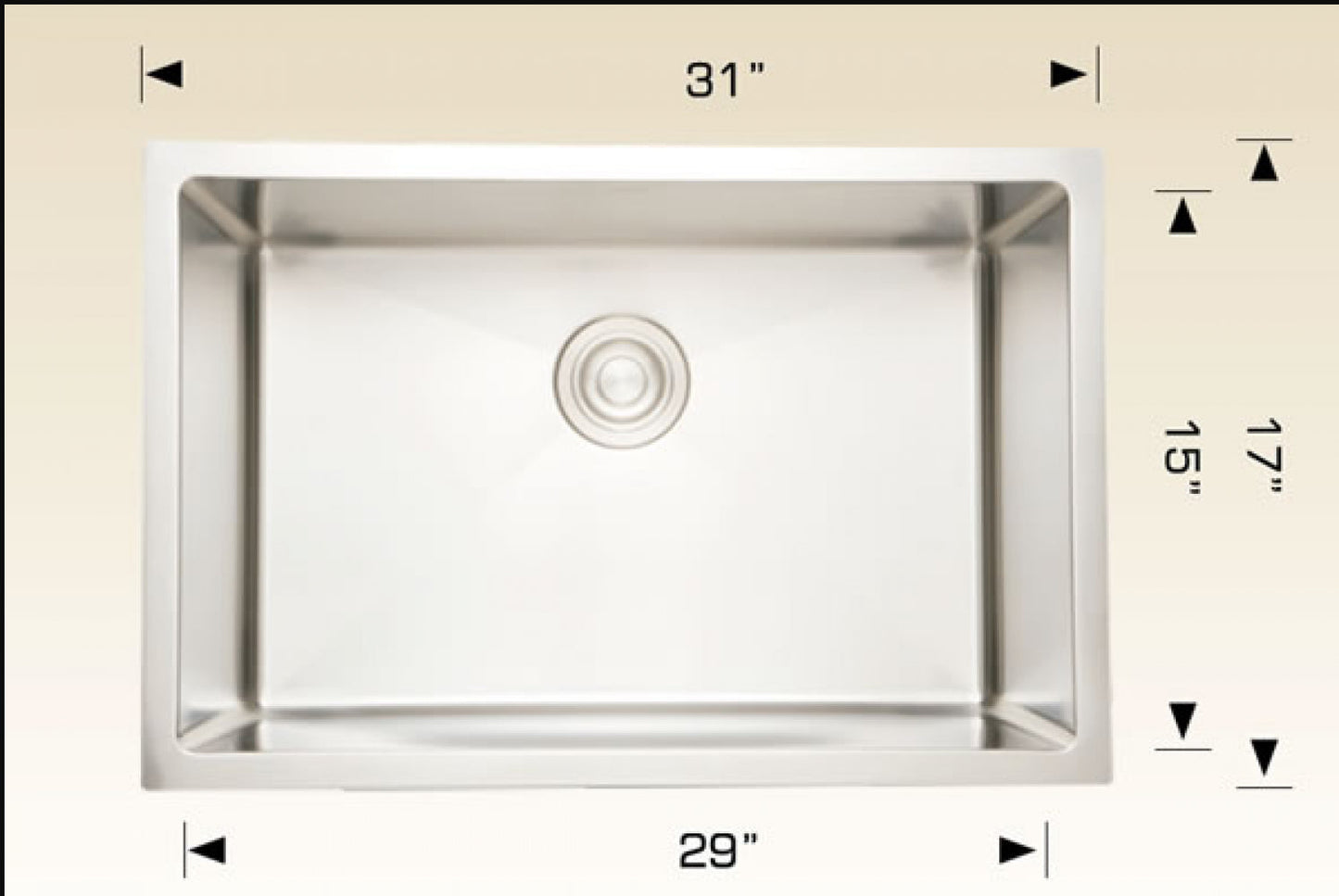 American Imaginations AI-34416 31" Stainless Steel Rectangle Stainless Steel Modern Kitchen Sink