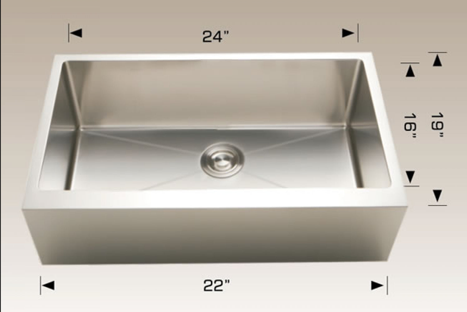 American Imaginations AI-34417 24" Stainless Steel Rectangle Stainless Steel Modern Kitchen Sink