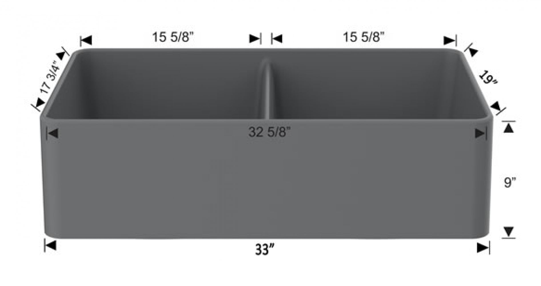 American Imaginations AI-34420 33" Black Granite Composite Rectangle Granite Composite Modern Kitchen Sink