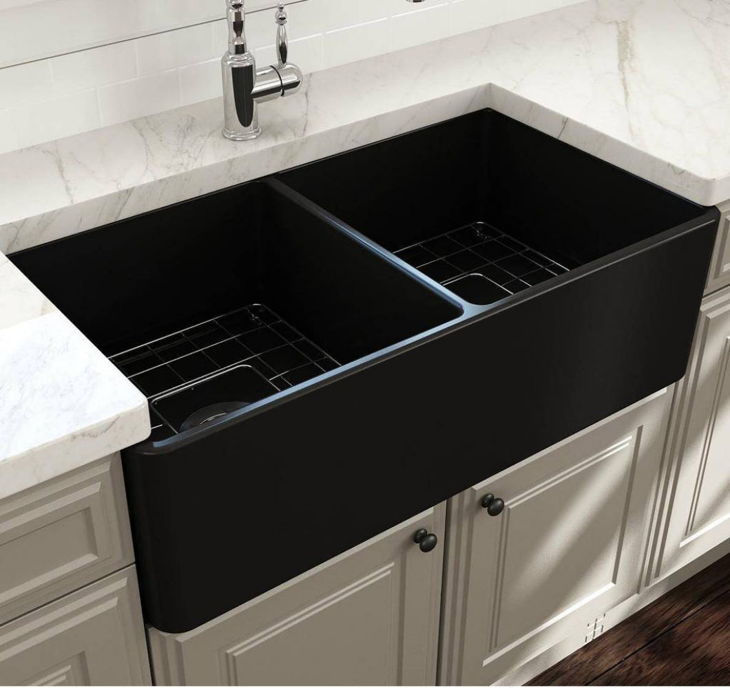 American Imaginations AI-34420 33" Black Granite Composite Rectangle Granite Composite Modern Kitchen Sink