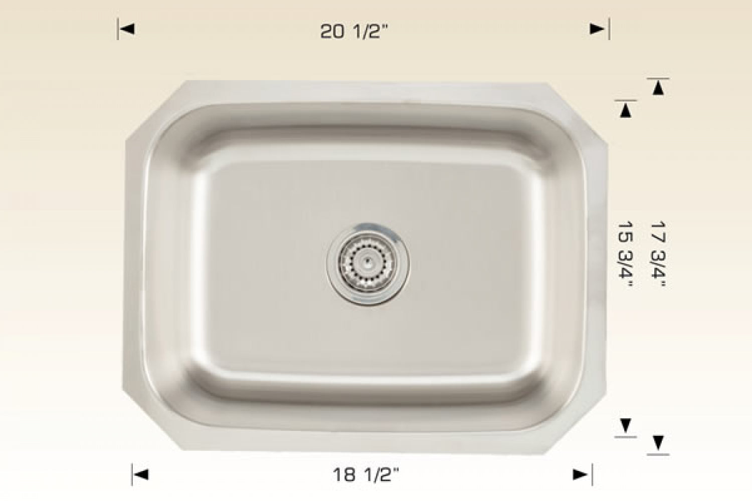 American Imaginations AI-34424 20" Stainless Steel Rectangle Stainless Steel Modern Kitchen Sink