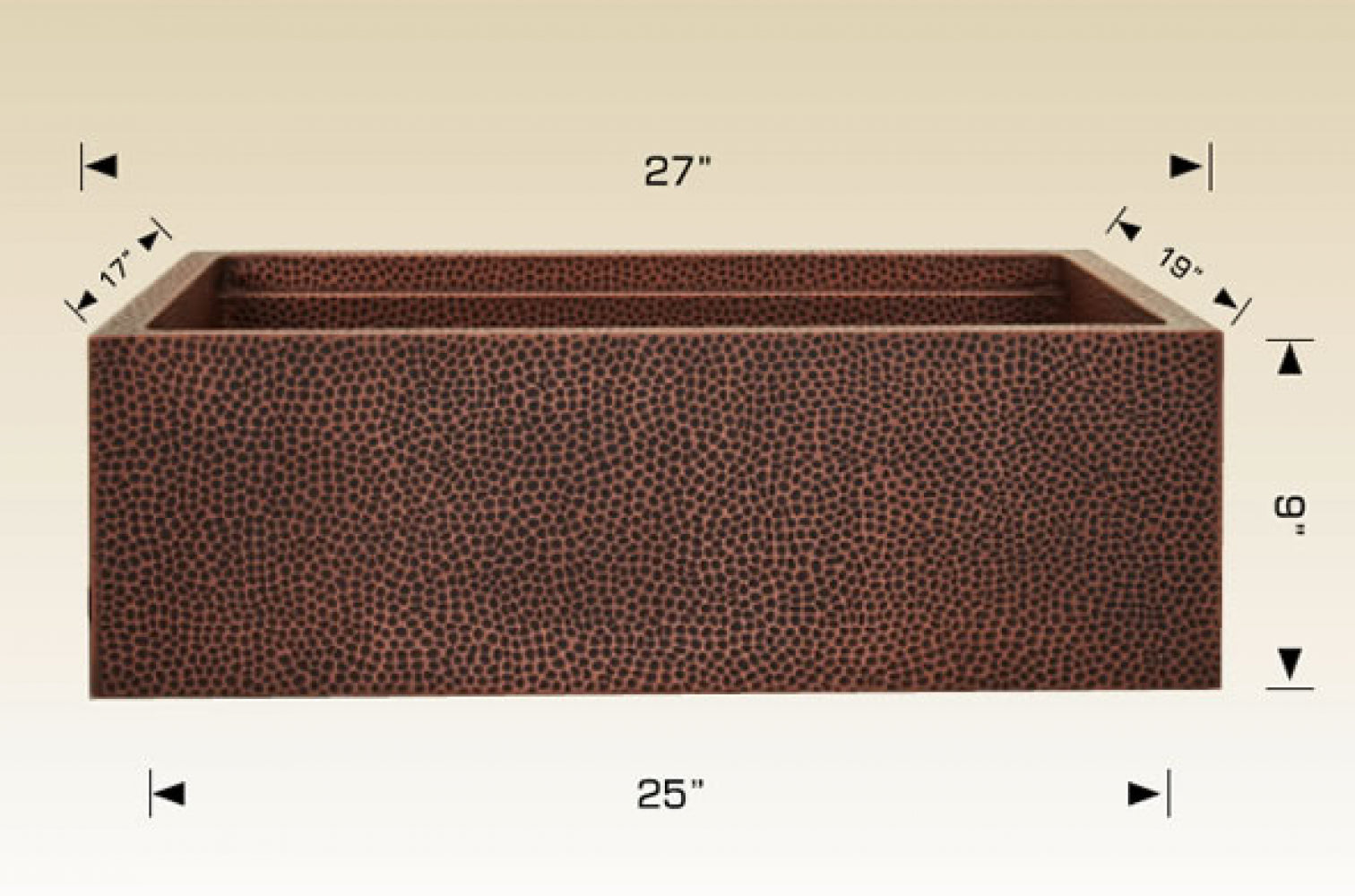 American Imaginations AI-34425 27" Copper Rectangle Copper Modern Kitchen Sink