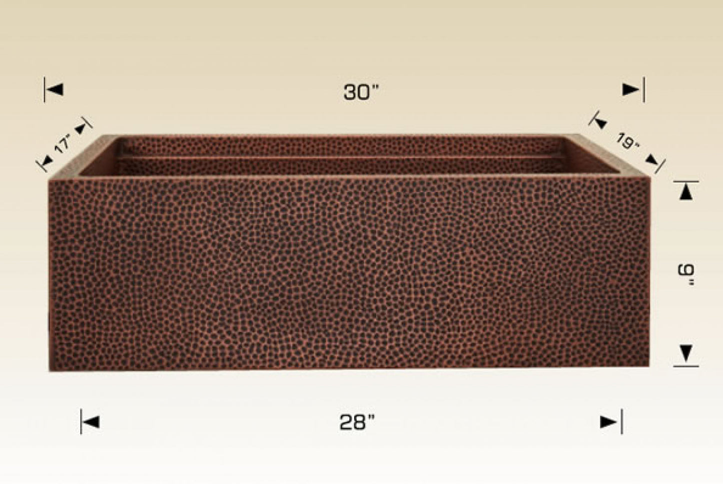 American Imaginations AI-34426 30" Copper Rectangle Copper Modern Kitchen Sink