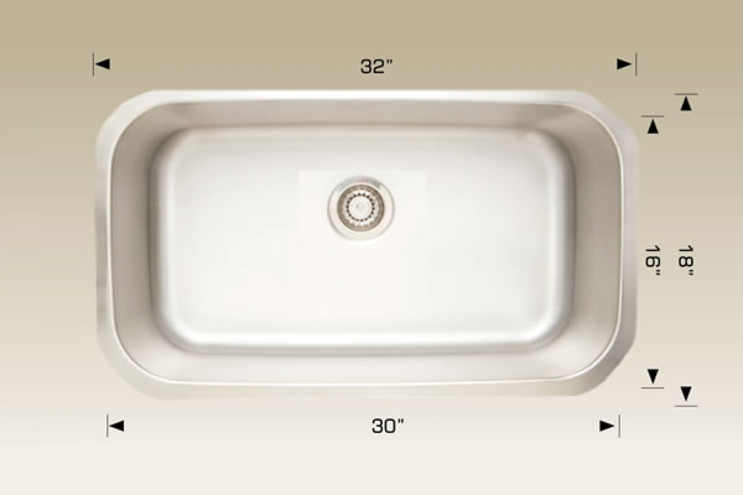 American Imaginations AI-34429 32" Stainless Steel Rectangle Stainless Steel Modern Kitchen Sink