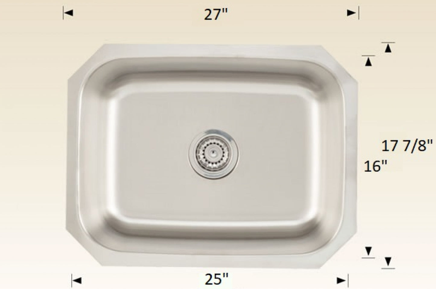 American Imaginations AI-34431 27" Stainless Steel Rectangle Stainless Steel Modern Kitchen Sink