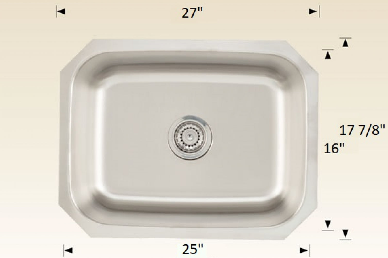 American Imaginations AI-34431 27" Stainless Steel Rectangle Stainless Steel Modern Kitchen Sink