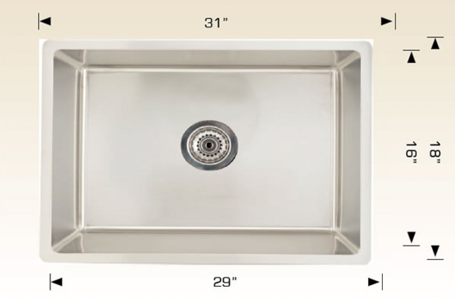 American Imaginations AI-34433 31" Stainless Steel Rectangle Stainless Steel Modern Kitchen Sink